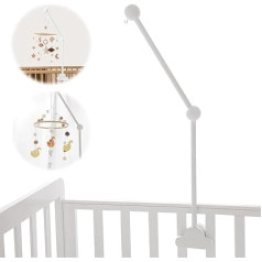 Mobile Holder, Holder for Mobile Baby White, Mobile Holder Changing Table, Baby Mobile Holder Wooden Clouds for Baby Bed and Playpen for Hanging Music Box Wind Chime Bed Bell
