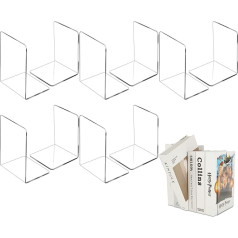 CYEER 10 Pieces Acrylic Bookends, Plastic Bookends for Shelves, Transparent Bookend, Adjustable Book Stand for Library, Office, School, Desk Organizer