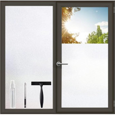 Windimiley Opaque Window Film, Self-Adhesive, Privacy Film, Window, 75 x 200 cm, Frosted Glass Film with Anti-UV Static Adhesive, No Adhesive, Privacy Glass Film, Inside, for Home, Office, Matte