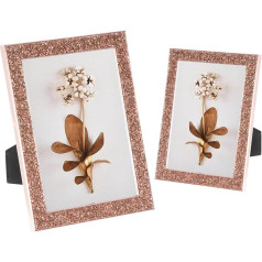 sourcing map Home 5x7 Photo Frame Glitter Photo Frame with Decor Sparkling Frames for Wall or Table - Pink (Pack of 2)