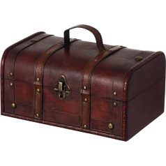 Vintiquewise Decorative Wood Small Treasure Box, Antique Cherry, 28x17.75x14 cm