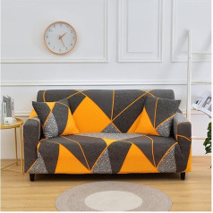Hggzeg Sofa Cover High Stretch Elastic Fabric 1-2 Seater 3 Seater Sofa Slipcover Printed Non-Slip Furniture Protector Machine Washable (3 Seater Geometric)