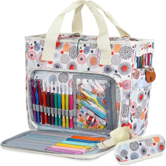 Craft Bag for Crochet, Knitting, Cross Stitch Yarn Organizer Bag, Travel Storage Bag for Knitting Accessories & Crochet Projects, Embroidery Sewing Bags, 9.8 x 10 x 5.5 inches, Oxford Cloth