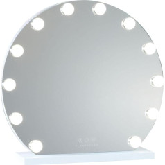 Hollywood Make-Up Mirror with Lighting, 12 LEDs, 3 Modes, Adjustable Intensity, Touch Control, White, 50 x 47 x 12 cm