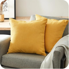 Decorative Cushion Covers, 65 x 65 cm, Set of 2, Yellow, Bed Linen Decoration, Fluffy, Chenille Cushion Covers, Cuddly, Throw Pillow Covers, for Living Room, Sofa, Bedroom