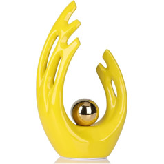 LCCCK 30.5cm Tall Yellow and Gold Abstract Art Ceramic Statue and Sculpture Modern Centerpiece Dining Table Yellow Art Kitchen Bathroom Mantel Entrance Aesthetic Decoration