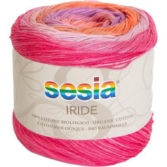 100% Organic Cotton, Multicolour Yarn, 125 g, 450 m, Needles 2.5-3, Sesia Iride, Fantasy Yarn for Knitting and Crochet (1, Multicoloured - 0450)