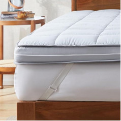 Gel Memory Foam Double Mattress Topper Bed Topper with Removable Pillow Case Soft and Breathable (135 x 190 cm), Grey