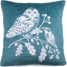 Dreams & Drapes Forest Animals Fleece Cushion with Filling 43 x 43 cm, Teal Blue with Matching Duvet Cover Available