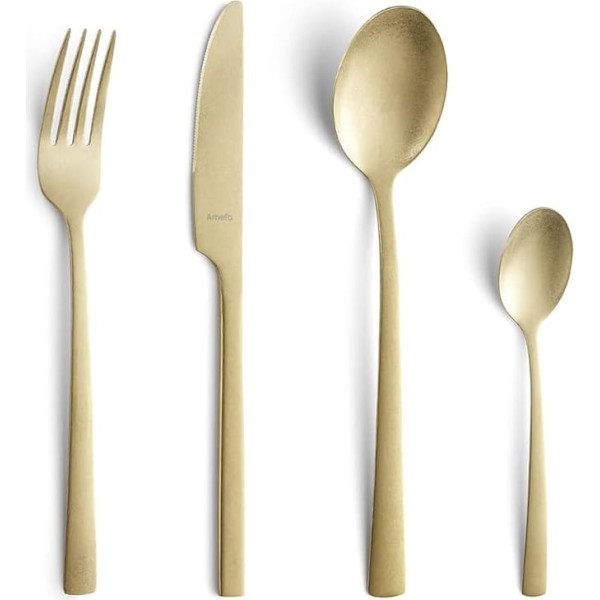 Amefa Manille Cutlery Set 16 Pieces Champagne PVD Coating Stainless Steel Cutlery Set for 4 People Blade Steel 13/0 Stainless Steel 18/0 with Knife, Fork, Spoon and Coffee Spoon