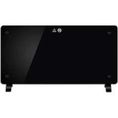 DONYER POWER 2000W Ultra Thin Convector Heater Wall Mounted or Free Standing Black Glass Panel