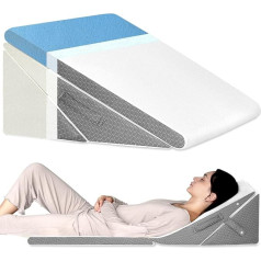 KingPavonini Wedge Pillow Bed for Sleeping, Adjustable 19 & 23 & 28 & 30.4 cm, Memory Foam, Post Surgery Support for Back, Legs and Knees, Acid Reflux, GERD, Heartburn and Snoring