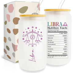 Sternzeichen-Geschenke für Frauen, Waage-Geschenke für Frauen, Astrologie-Geschenke für Frauen, Männer, Freunde, Bestie, 473 ml, Glasbecher mit Sternzeichen, Geburtstag, Sternzeichen, Horoskop,