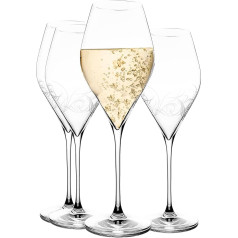 B.BOHEMIAN Prosecco Glasses Set of 4 Meadow Wine Glasses in Handmade Collection, Crystalline Glass, High Quality, Ultralight, 320 ml, Crystal Glasses