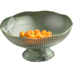 Fruit Bowl, Decorative Pedestal Bowl with Drain Hole, Removable Base, Household, Living Room, Coffee Table, Fruit, Sweets, Snack, Presentation Plate, Home Decoration, (Green)