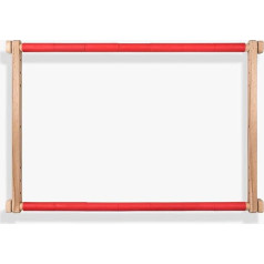 SRL Needlework Frame, Embroidery Hoop with Clips, Cross Stitch Frame, Tapestry Frame, Embroidery Hoops (40 x 56 cm), Beige/Red