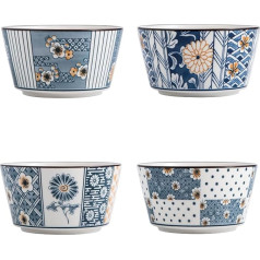 TuYines Cereal Bowls, Set of 4, Ceramic Bowls, Porcelain Dessert Bowls, Soup Bowls, 12cm Serving Bowls, Breakfast Bowls, Small Bowls for Ice Cream, Rice, Soup, Dessert, Microwave and