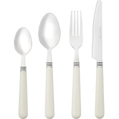 Baroni Home Cutlery Set for 6 People, 24-Piece Cutlery Set Made of Stainless Steel, Cutlery with Plastic Handle Including Knife, Fork, Spoon for The or Dessert, Dishwasher Safe (White)