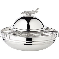 EDZARD Sturgeon Caviar Bowl Diameter 17.5 cm Height 12.5 cm with Glass Bowl Stainless Steel