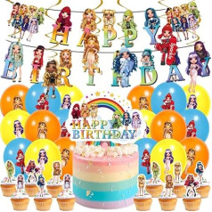 Rainbow Doll Birthday Party Rainbow Doll Decoration Set Birthday Party Decorations Rainbow Doll Happy Birthday Banner Cake Insert Cupcake Topper Children's Theme Party Balloons 38 Pieces