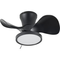 ocioc Ceiling Fan Small with Lighting, 55.88 cm Ceiling Light with Fan, Ceiling Fans Quiet with Remote Control and Light for Bedroom, Kitchen, Bathroom, DC Motor, Black