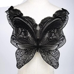 Black Butterfly Lace Collar Embroidered Neckline Trim Applique Embellishments Vintage Border Wedding Dress Accessories BW138-default