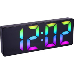 Digitaler Wecker, LED-Digitaluhr mit bunten Leuchtziffern, LED-Anzeige, digitaler Wecker mit Temperaturanzeige, Schlummerfunktion, 3 Helligkeitsstufen (Farbe)