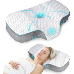 KTMOUW Memory Foam Pillow Ergonomic Pillow Neck Support Pillow Orthopaedic Pillow Sleeping Pillow Side Sleeper Pillow for Sides Back Stomach Sleeper Grey