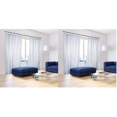 Relaxdays Tab-Top Curtains, Set of 2, Voile, Semi-Transparent Curtains, Plain, Polyester, H x W 245 x 140 cm, Silver (Pack of 2)