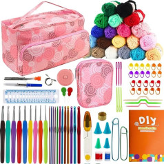 SusggO 96 Pieces Crochet Kit for Beginners Complete Crochet Amigurumi Starter Kit Crochet Accessories 25g 60% Cotton 40% Acrylic Tote Bag Handbag Crochet Kit