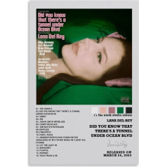 Did You Know That There's A Tunnel Under Ocean Blvd, Lana Del Rey Poster Album Cover Poster Decorative Painting Canvas Wall Poster and Art Print Modern Family Bedroom Decor Poster