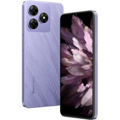Blackview Wave 8 4G Android 14 Smartphone without Contract, 12GB + 128GB (2TB External SD), 6.56 Inch HD+ Screen (Eye Comfort Mode), 13MP + 8MP, Dual SIM Mobile Phone, Smart-K Box Speaker, GPS Purple