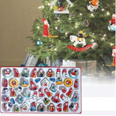 Beautiful Wooden Tree Decorations Set of 48 Christmas Pendants Santa Claus Snowman Angel Rocking Horse Tree Decoration Christmas Decoration Pendant