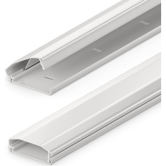 deleyCON Universal Cable Duct Innovative Folding Mechanism High-Quality Aluminium Length 50 cm Width 6 cm Height 2 cm White