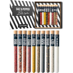 Salt & Pepper - Spice Set - Special Gift for Men & Women - 10 Different Salt & Pepper Varieties from Around the World - Gift Box for Cooking Enthusiasts