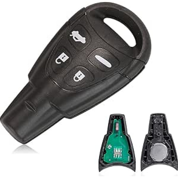 Heart Horse 4 Button Car Key Shell Remote Control Replacement Remote Control Key for S-a-a-b 93 95 9-3 9-5 Remote Key Case with 433 MHz ID46-PCF7946 Chip