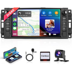 2+64G, podofo Car Radio for Jeep/Chevrolet/Chrysler/Dodge Wireless Carplay Android Car with Touchscreen 7 Inch, Android Car Stereo with AHD Reversing Camera GPS Bluetooth RDS/FM Radio/CANBUS