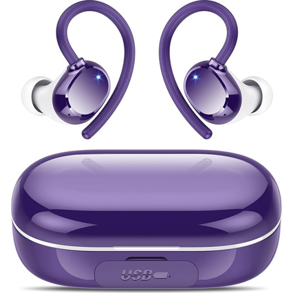 Lekaby Bluetooth Headphones Sport, In-Ear Headphones Wireless Bluetooth 5.3, 128 Hours Ultralight Earbuds with Handle, 2025 Noise Cancelling Earphones, HiFi Stereo, LED Display, IP7 Waterproof Jogging