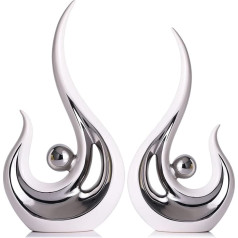 LCCCK Modern Abstract Art, Home Decor, Accents, Modern Statues, Coffee Table Decor for Living Room, Table Decoration for Dining Room, Ceramic Sculptures and Silver Knickknacks for