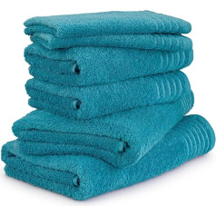 Möve New Classic 6-Piece Hand Towel Set - 2 x 30 x 50 cm + 2 x 50 x 100 cm + 2 x 67 x 140 cm, 100% Cotton, Lagoon