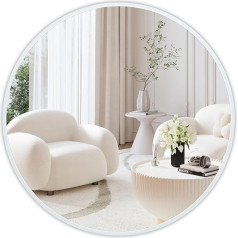 Dripex Round Wall Mirror 50 cm with Aluminium Frame, Decorative HD Wall Mirror, Makeup Mirror for Bathroom/Dressing Room/Living Room, Unbreakable Mirror (White)