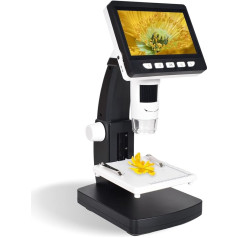 Digital Microscope LCD, 50x - 1000x Magnification, 4.3 Inch Screen, 1080P Resolution, Lens with 2 Million Pixels, Electric Microscope with 8 LED Lights, Connectable to PC, Laptop