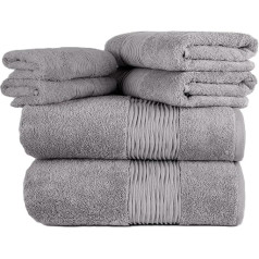 nomads Casalina Premiım Towels Leona Bath and Hand Towel Set, Large Bath Towels 70 x 140 cm, Shower Towels 50 x 100 cm, Guest Towels 30 x 50 cm, Quality 550 g/m². 100% Cotton with Oeko-Tex (Grey, Set