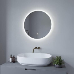 70 x 50 cm Bathroom Mirror with Lighting, LED Illuminated Mirror, Dimmable with Makeup Mirror, Touch Switch, Cool White, IP44, Energy Saving.