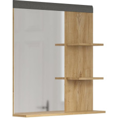 trendteam smart living - Blanshe - Wall Mirror - Oak / Grey - Hallway Mirror with 3 Shelves - (W x H x D) 79 x 85 x 16 cm - Mirror for Hallway