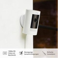 All-new Ring Stick Up Cam Plug-In | HD security camera with Two-Way Talk, white, Works with Alexa