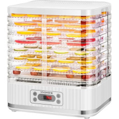 VIVOHOME Electric Dehydrator with 8 Drawers, 400W Dehydrator with 72-Hour Digital Timer and Temperature Control for Fruit, Vegetables, Meat, Dried Meat, Herbs, Beef, Mushrooms, White