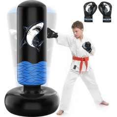 NZQXJXZ Children's Punch Bag - 160 cm Freestanding Punch Bag Standing with Boxing Gloves - Shark Pattern Sports Toy Tumbler Sandbag for Training Karate Taekwondo MMA