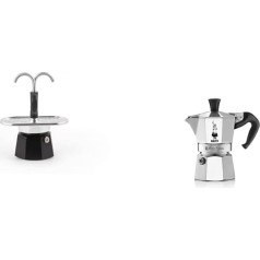 Bialetti - Mini Express Kandisky Moka Set Includes 2 Cup Coffee Maker (90ml) Black & Moka Express: Iconic Stovetop Espresso Machine, Silver
