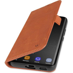 Wiiuka Case for Samsung Galaxy S24 Ultra, Leather from Germany, with Card Slot, Extra Thin, Mobile Phone Case with Stand Function, Vintage Cognac Brown